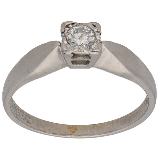 9ct White Gold 0.12ct Diamond Solitaire Ring Size K