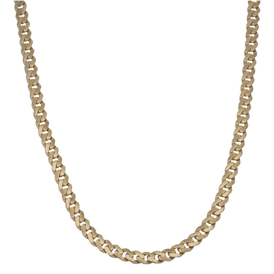 New 14ct Gold Greek Key Cubic Zirconia Cuban Chain 18"