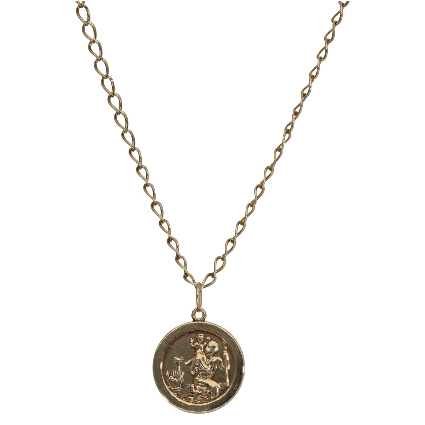 9ct Gold St Christopher Pendant With Chain