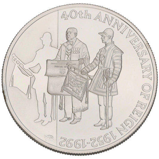 Sterling Silver 40th Anniversary Of Reign Coin 50 Pence 1992