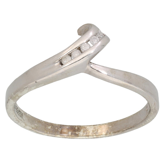 9ct White Gold 0.05ct Diamond Alternative Ring Size N