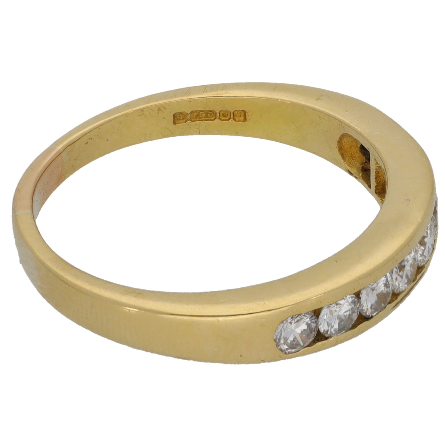 18ct Gold 0.45ct Diamond Half Eternity Ring Size Q