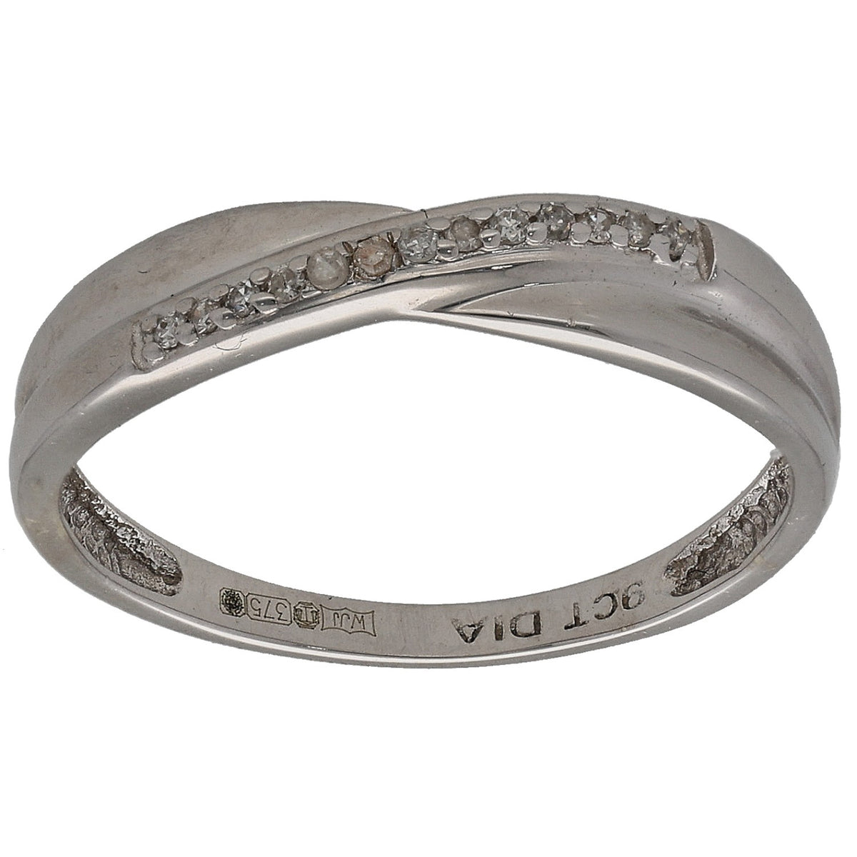 9ct white gold half eternity ring with round diamonds