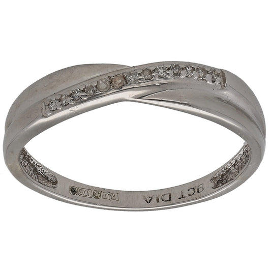 9ct white gold half eternity ring with round diamonds