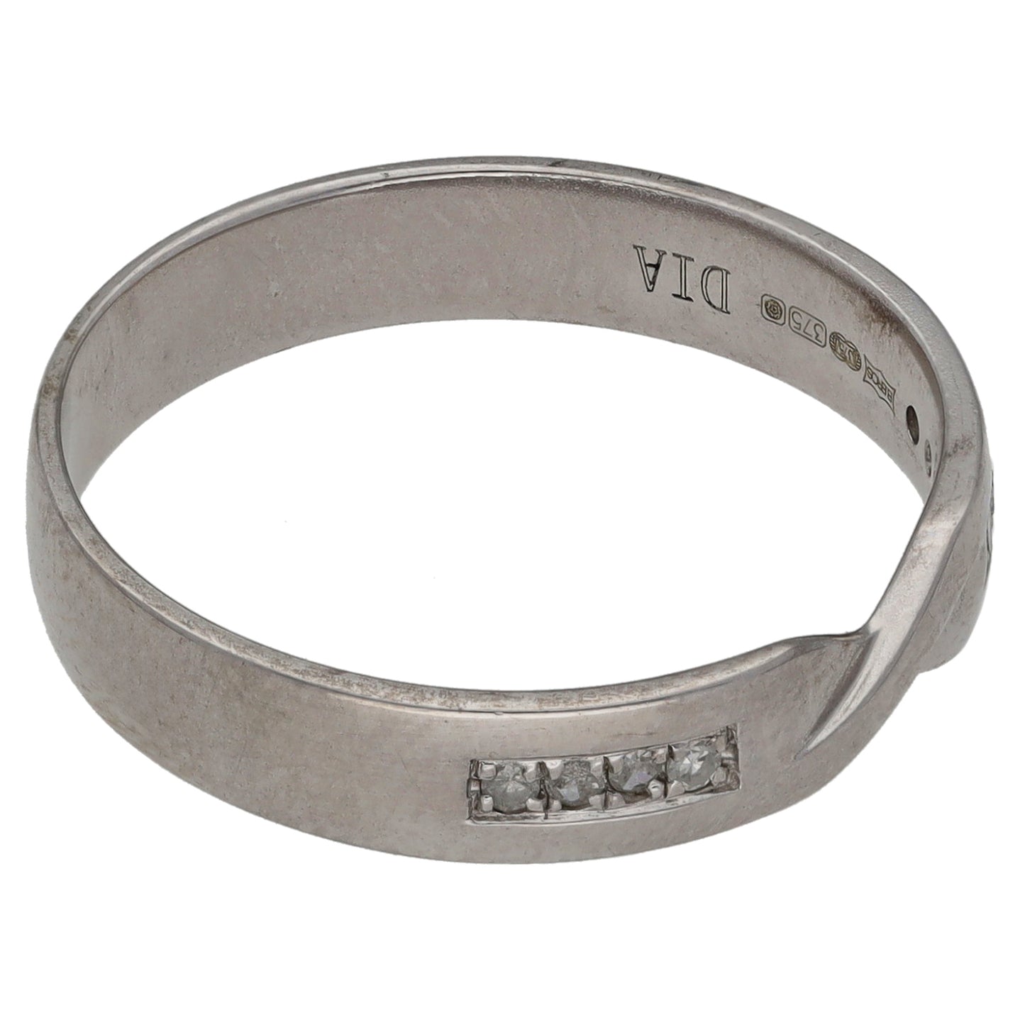 9ct White Gold 0.04ct Diamond Half Eternity Ring Size R