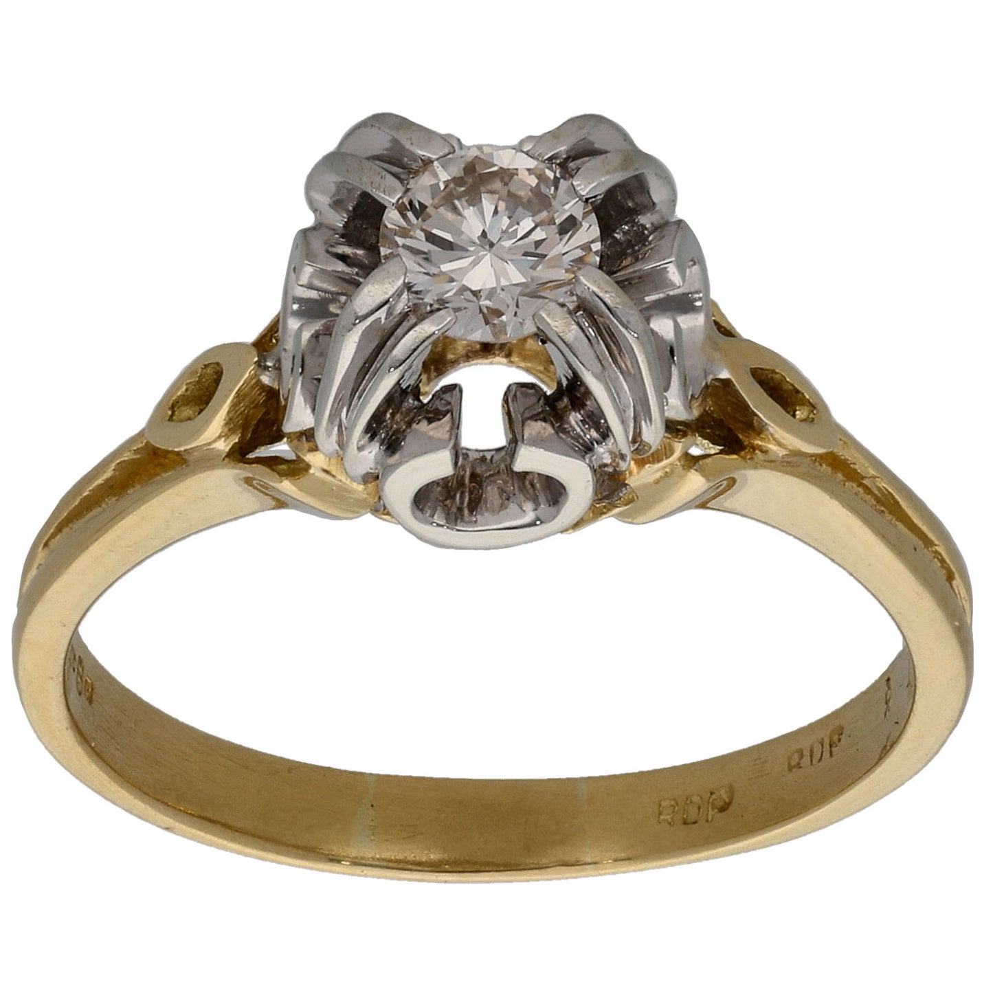 18ct Bi-Colour Gold 0.33ct Diamond Solitaire Ring Size N