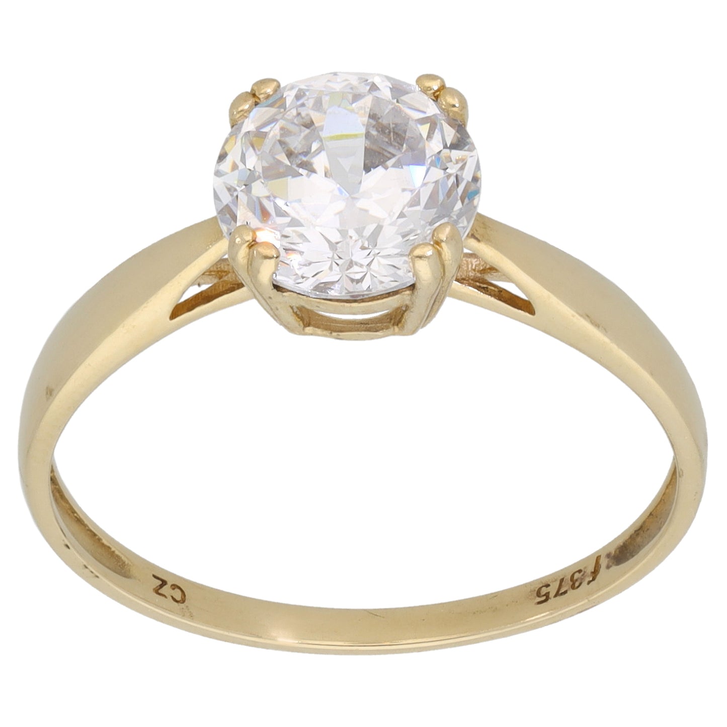 9ct Gold Cubic Zirconia Single Stone Ring Size S