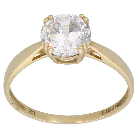 9ct Gold Cubic Zirconia Single Stone Ring Size S