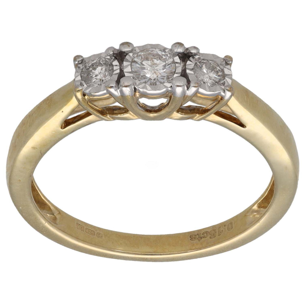 9ct Gold 0.15ct Diamond Trilogy Ring Size M