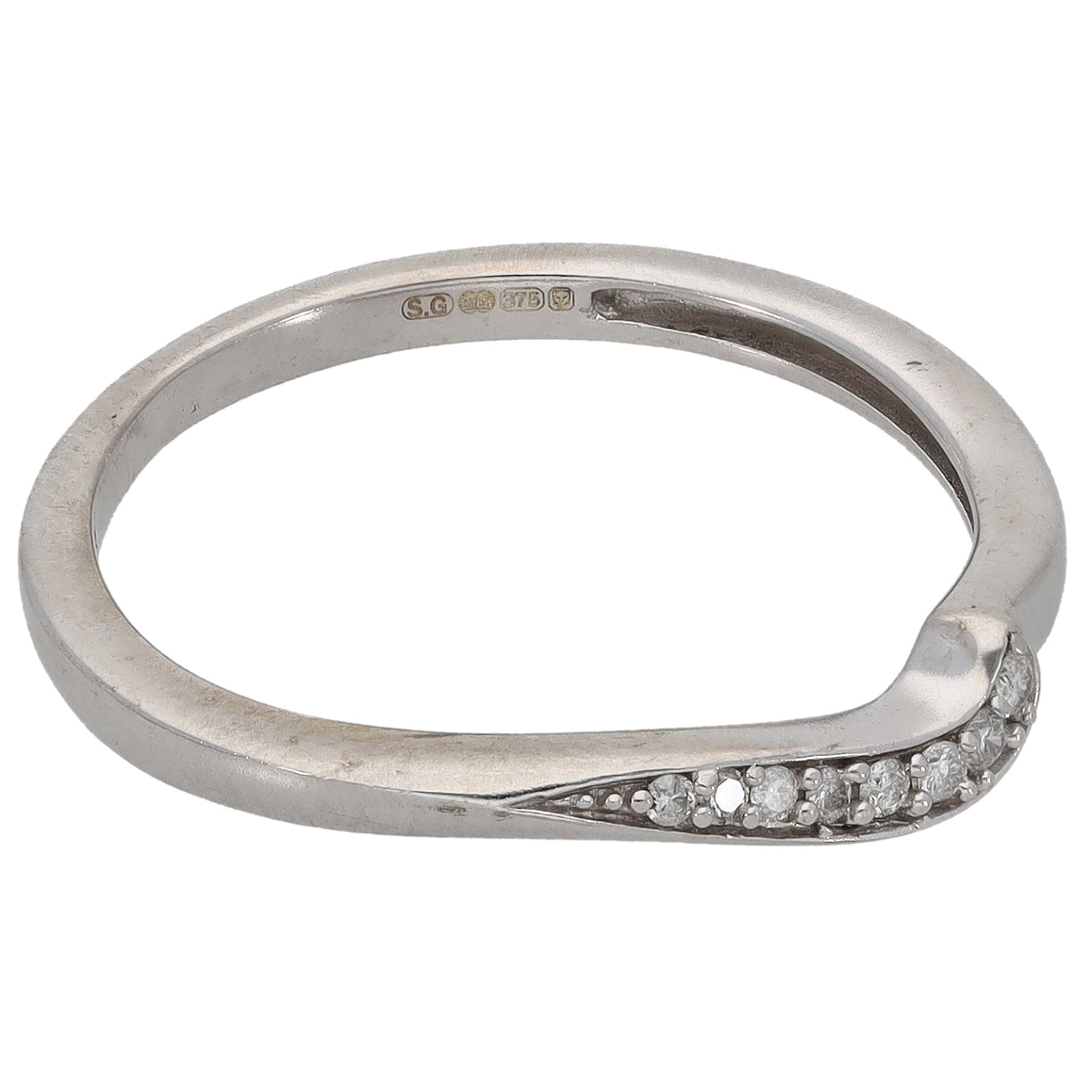 9ct White Gold 0.08ct Diamond Dress/Cocktail Ring Size O