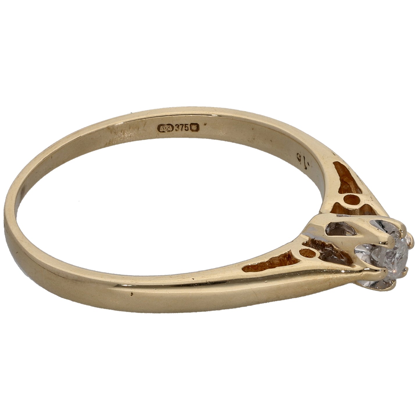 9ct Gold 0.10ct Diamond Solitaire Ring Size L