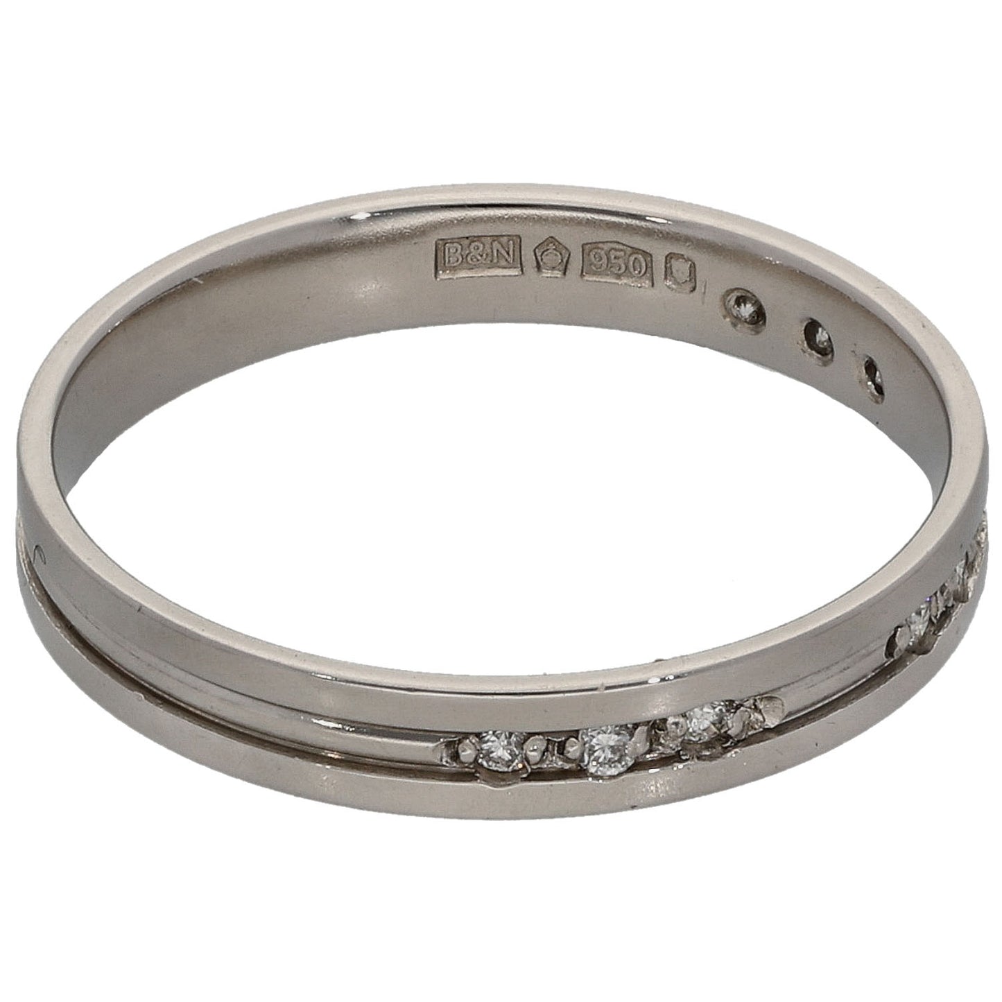 Platinum 0.045ct Diamond Patterned Wedding Ring Size O