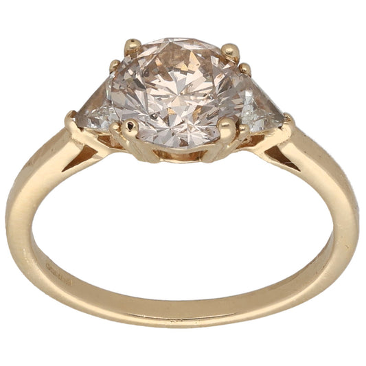 14ct Gold 2.25ct Diamond Trilogy Ring Size O