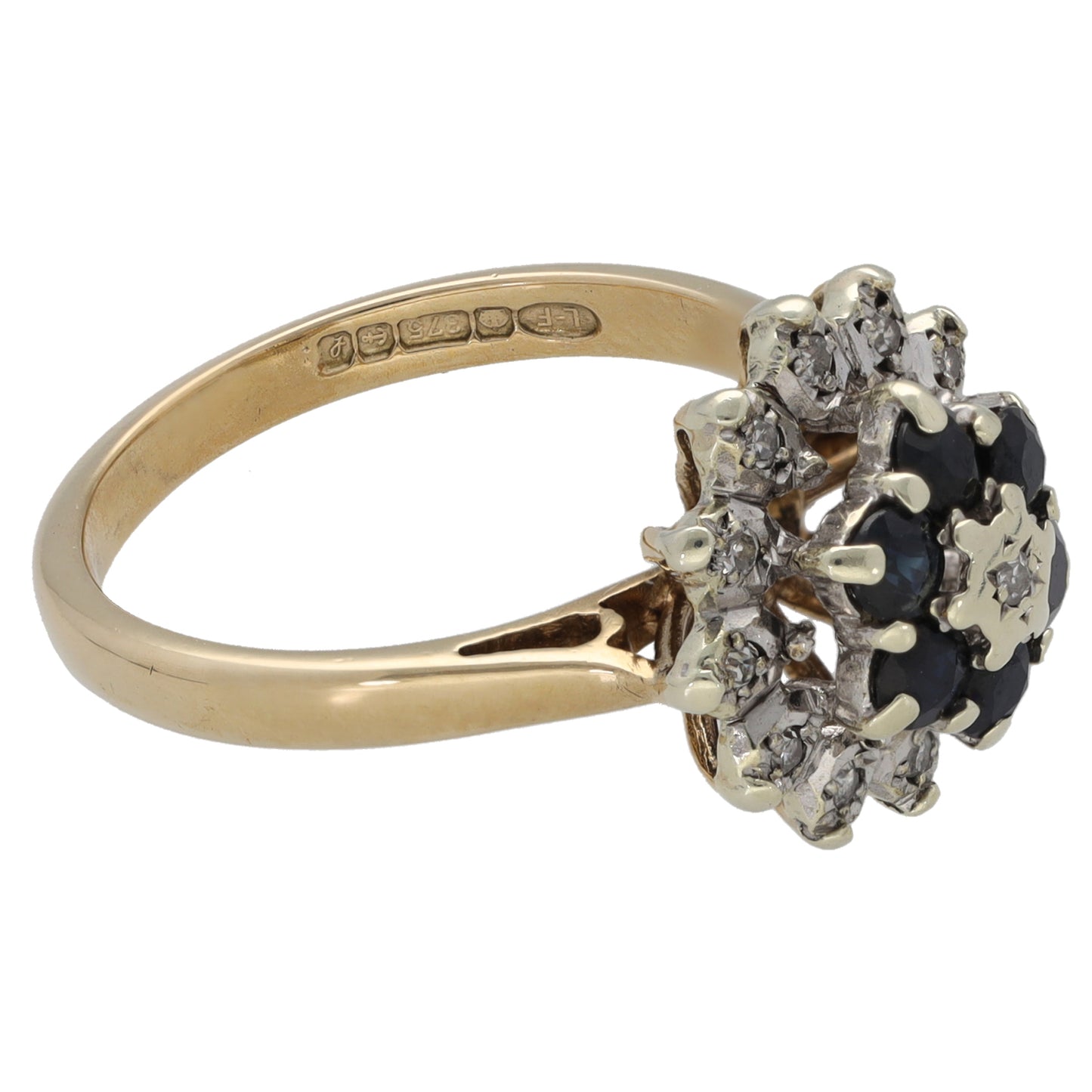 9ct Gold Sapphire & 0.13ct Diamond Dress/Cocktail Ring Size L