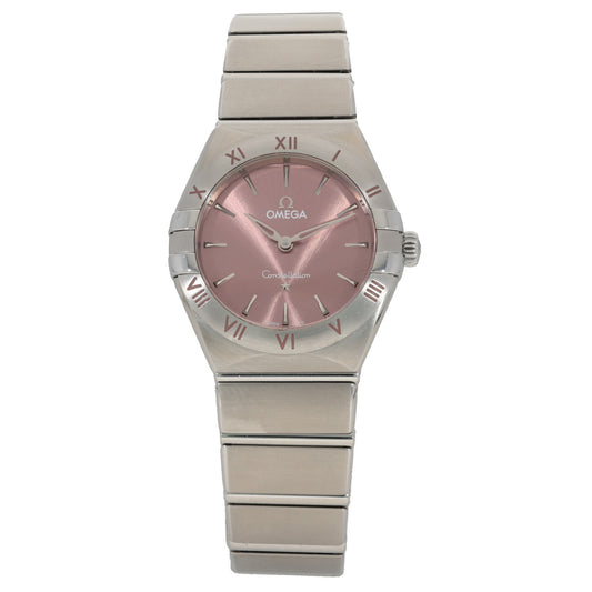 Omega Constellation 131.10.28.60.11.001, pink dial with 28mm stainless steel case and bracelet