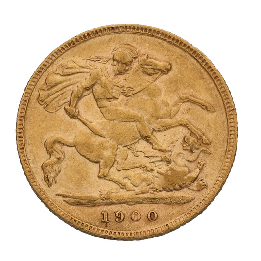 22ct Gold Queen Victoria Half Sovereign Coin 1900