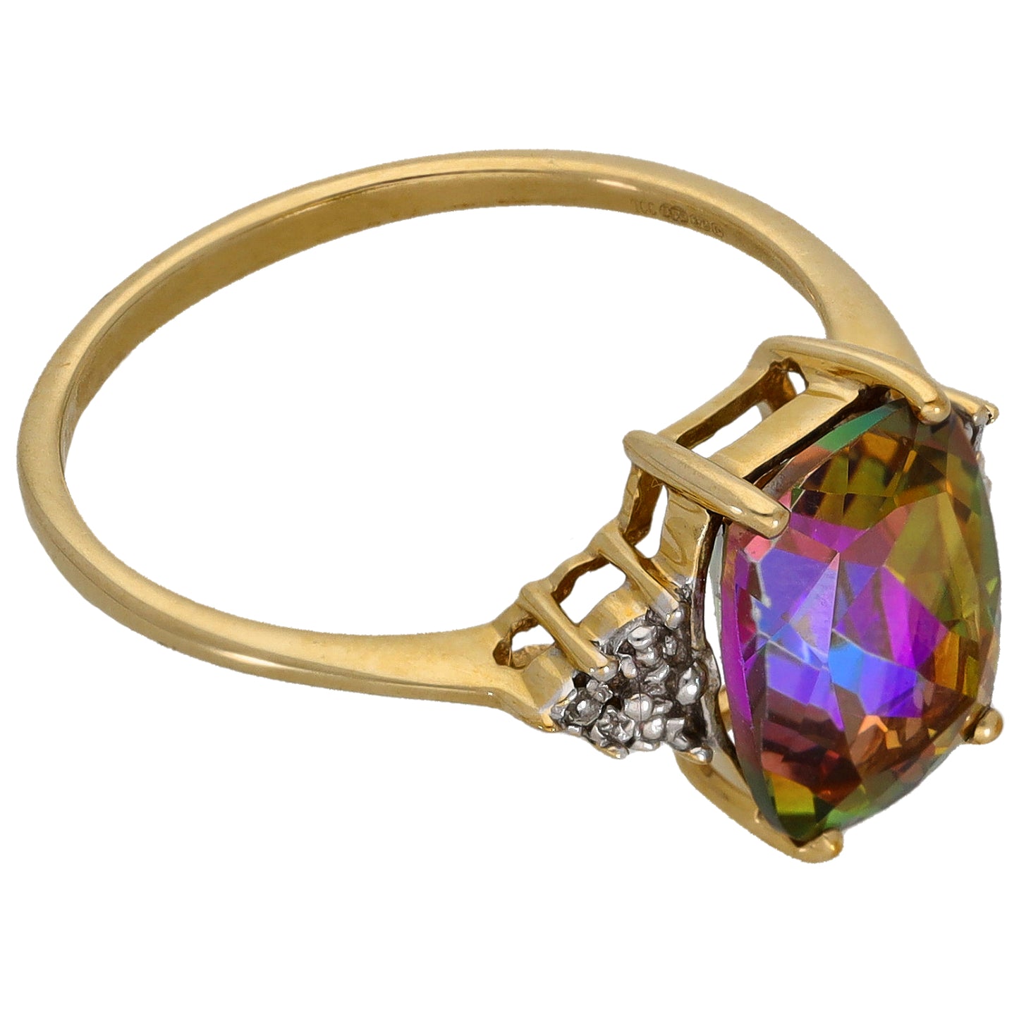 9ct Gold Coated Topaz & 0.01ct Diamond Dress/Cocktail Ring Size P