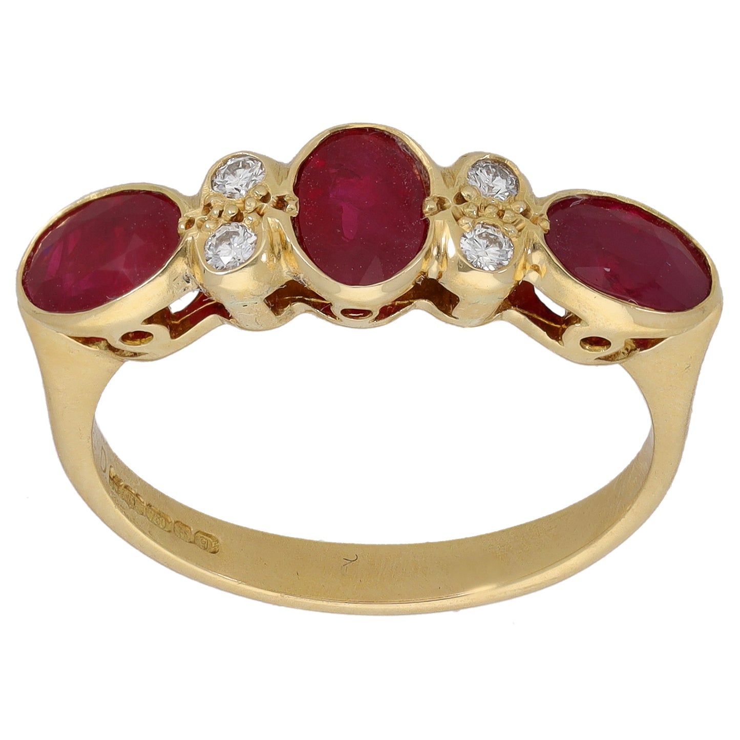 9ct Gold 0.12ct Diamond & Ruby Dress/Cocktail Ring Size N