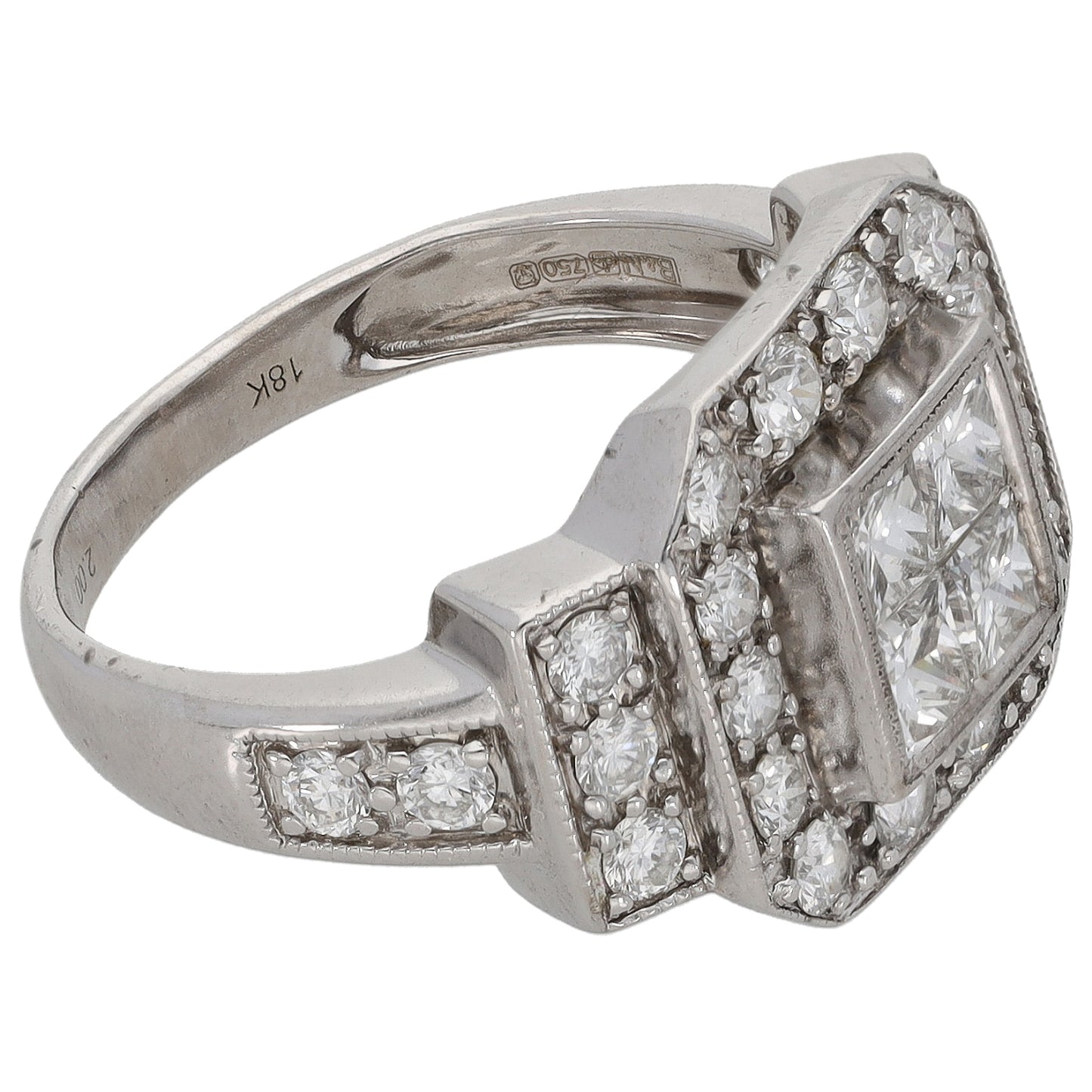 18ct White Gold 2.00ct Diamond Dress/Cocktail Ring Size P