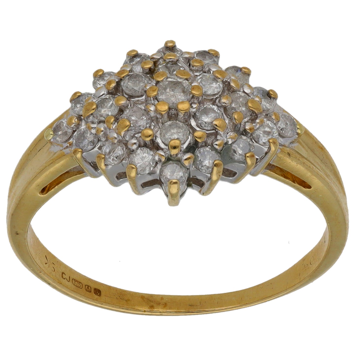 9ct Gold 0.50ct Diamond Cluster Ring Size P