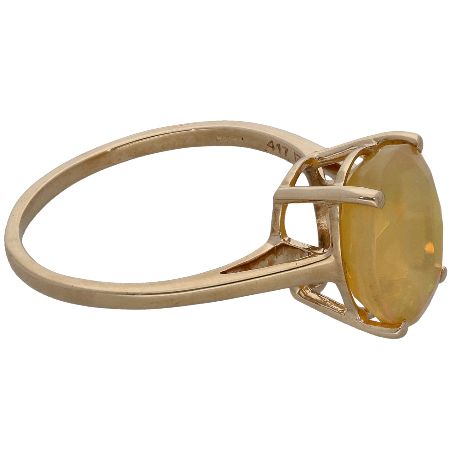 9ct Gold Opal Single Stone Ring Size R