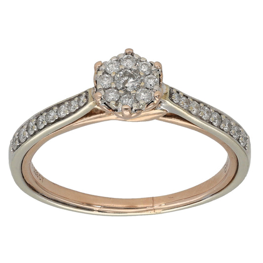 9ct Gold 0.33ct Diamond Cluster Ring Size S