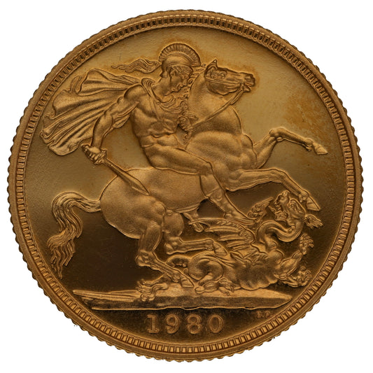 22ct Gold Queen Elizabeth II Full Sovereign Coin 1980