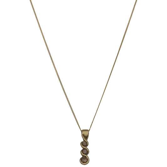 9ct Gold 0.30ct Diamond Three Stone Pendant With Chain
