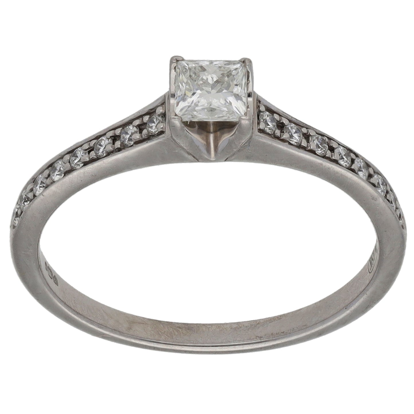 18ct White Gold 0.035ct Diamond Solitaire Ring With Accent Stones Size L