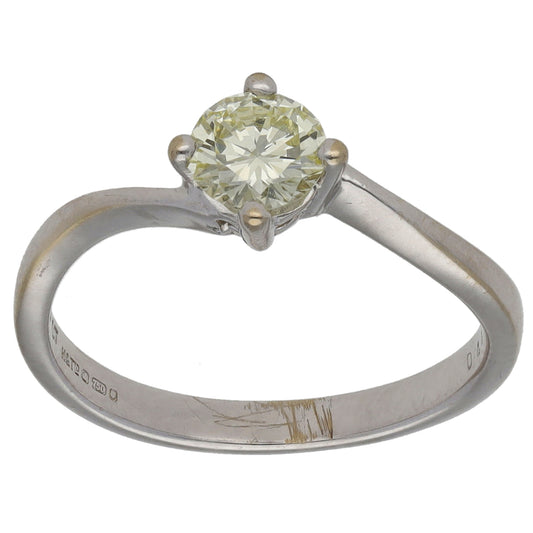 18ct White Gold 0.44ct Diamond Solitaire Ring Size K