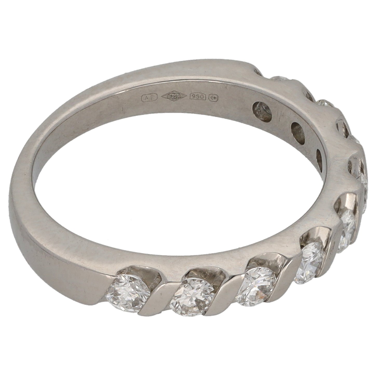 Platinum 0.45ct Diamond Half Eternity Ring Size K
