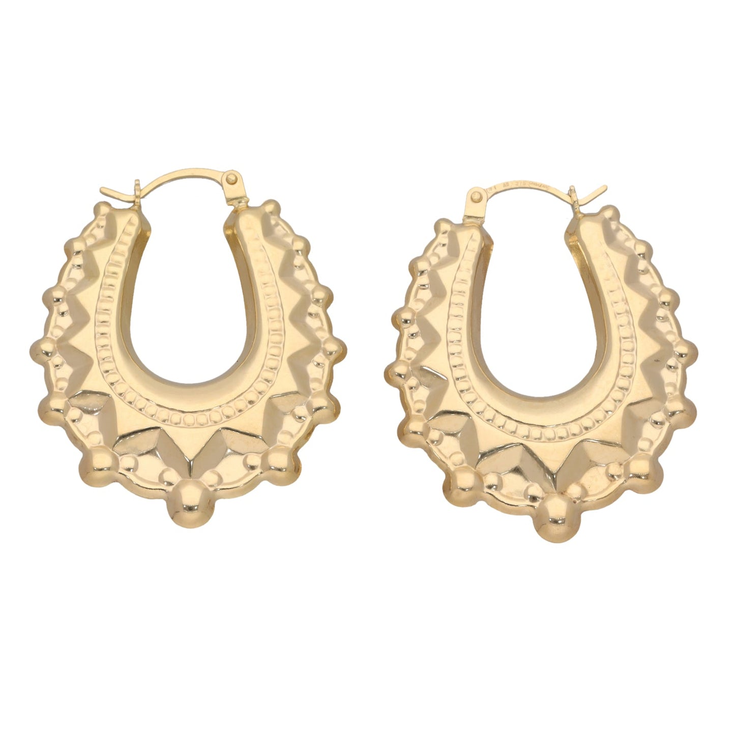 9ct Gold Spiked Creole Earrings