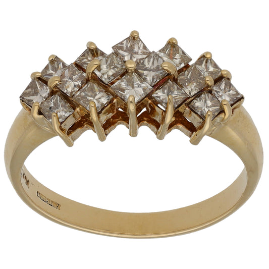 9ct Gold 0.94ct Diamond Dress/Cocktail Ring Size O