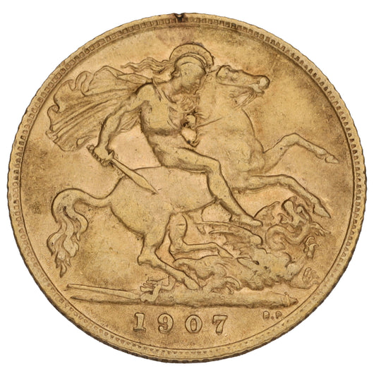 22ct Gold King Edward VII Half Sovereign Coin 1907