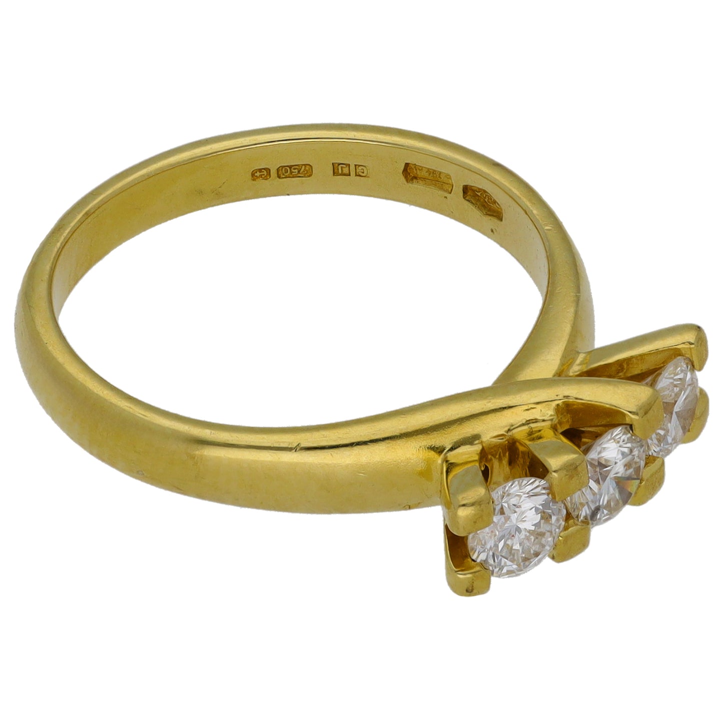 18ct Gold 0.54ct Diamond Trilogy Ring Size K