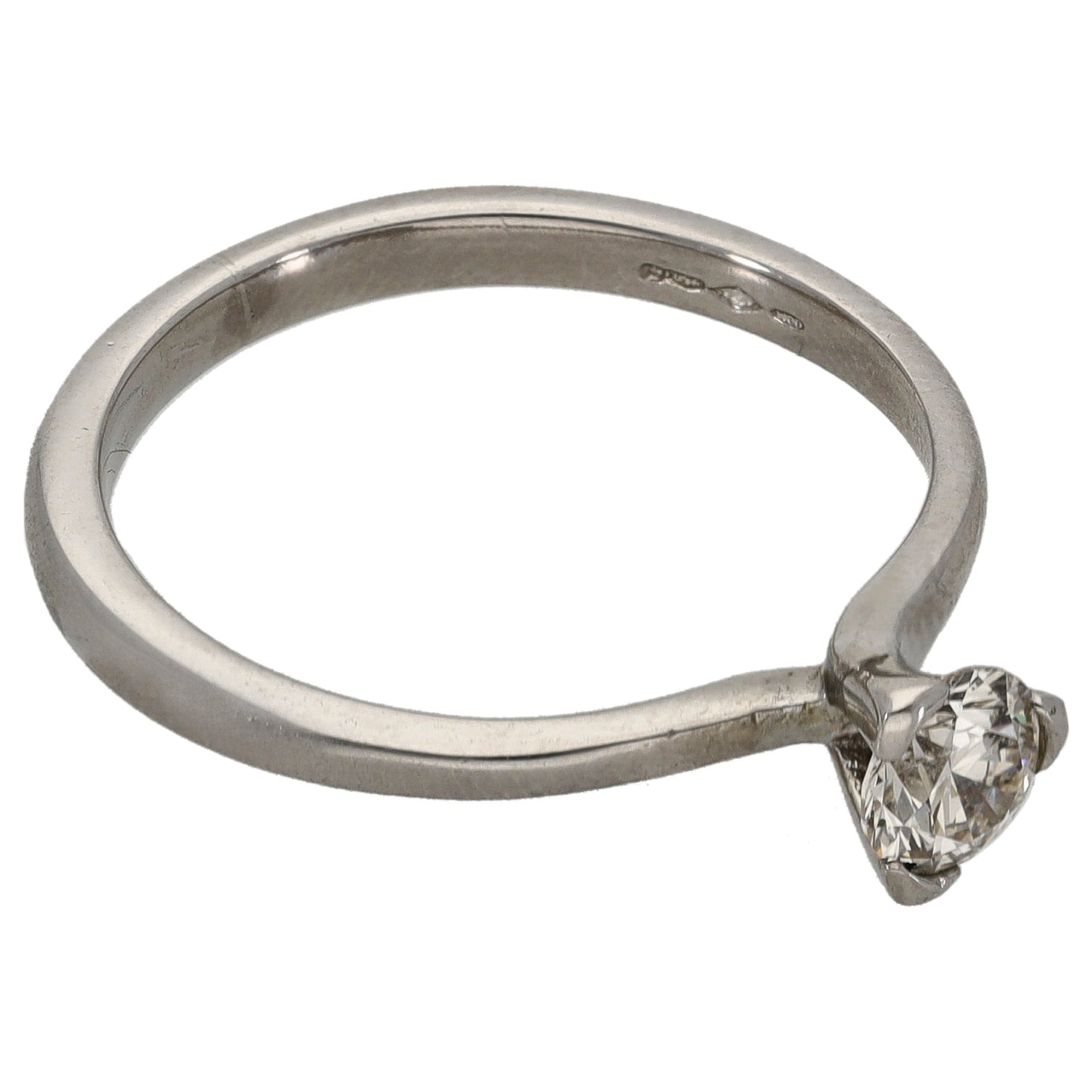 Platinum 0.47ct Diamond Solitaire Ring Size R