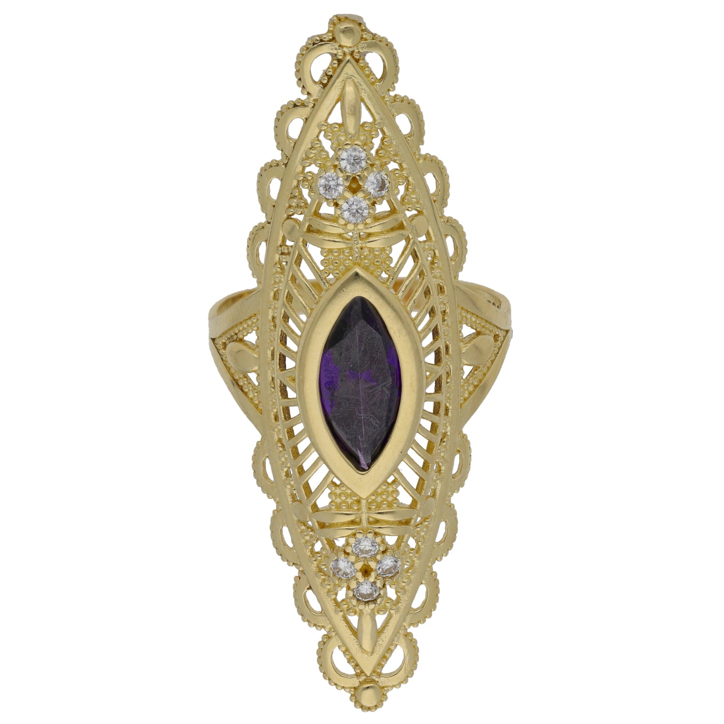 14ct Gold Imitation Gem Dress/Cocktail Ring Size R