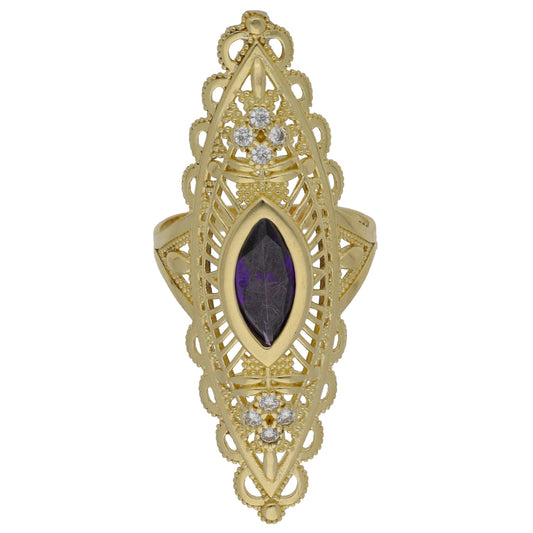 14ct Gold Imitation Gem Dress/Cocktail Ring Size R