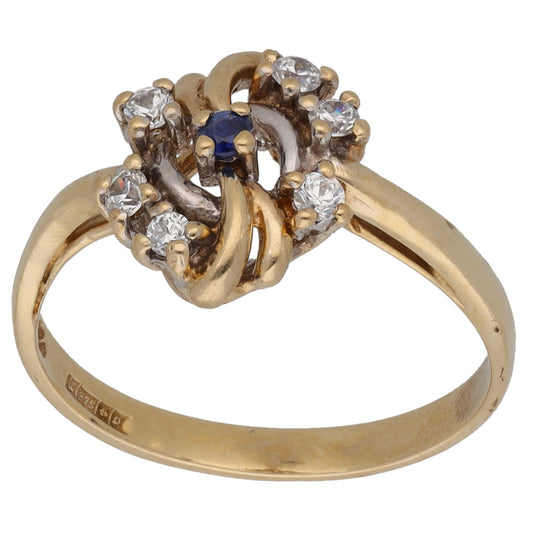 9ct Gold Sapphire & Imitation Gems Dress/Cocktail Ring Size N