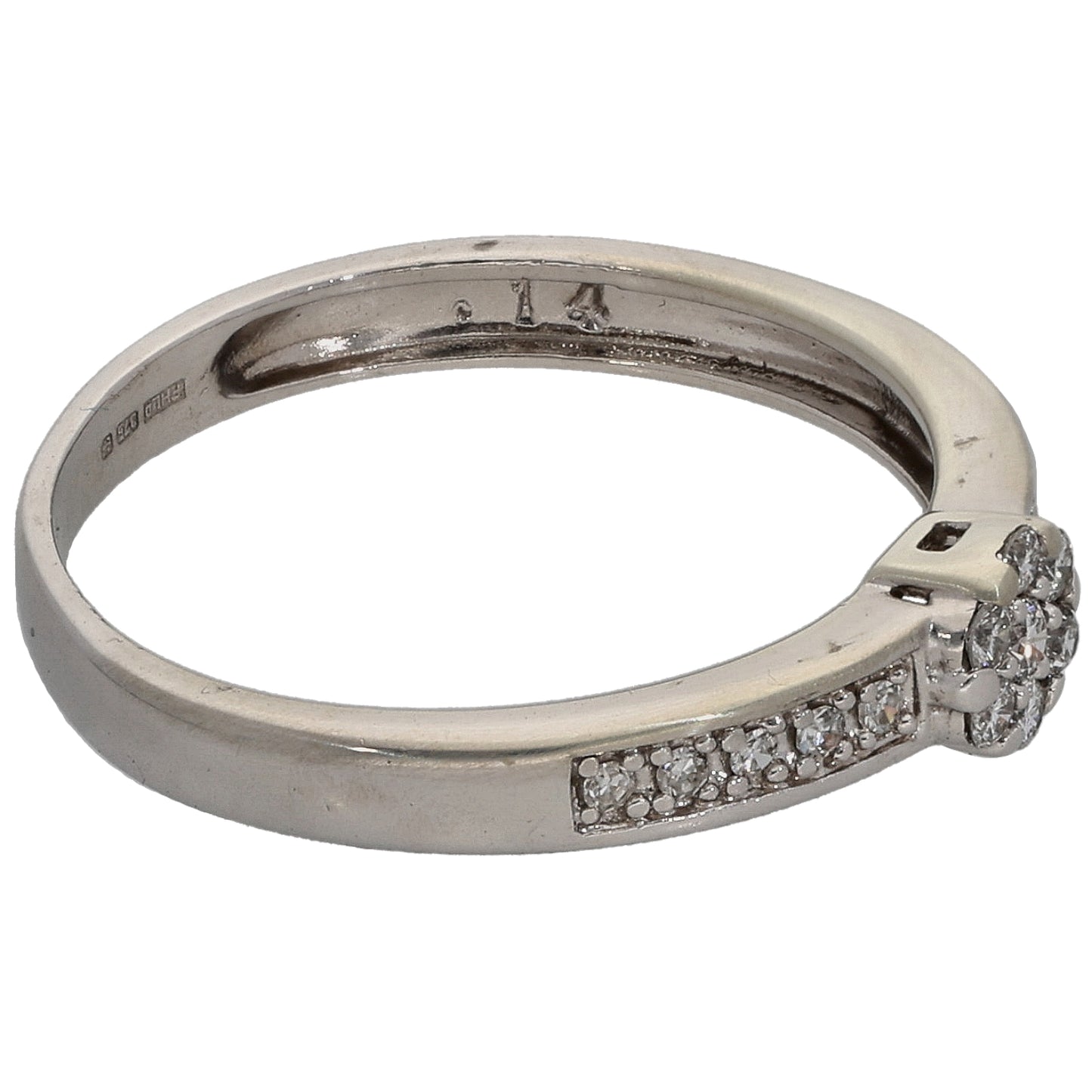 9ct White Gold 0.14ct Diamond Dress/Cocktail Ring Size L