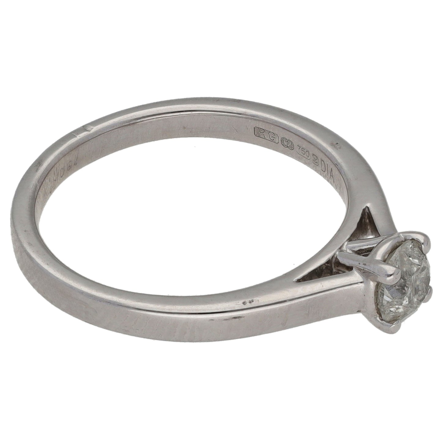 18ct White Gold 0.40ct Diamond Solitaire Ring Size L