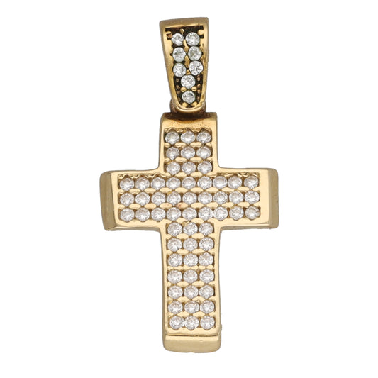 14ct Gold Cubic Zirconia Crucifix Pendant
