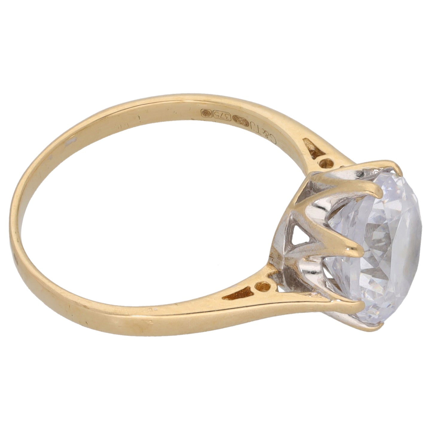 9ct Gold Cubic Zirconia Single Stone Ring Size L