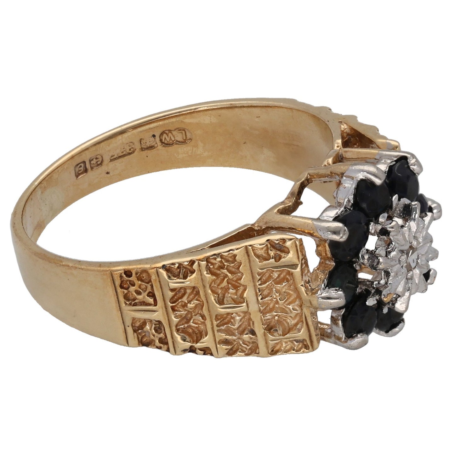 9ct Gold 0.01ct Diamond & Sapphire Dress/Cocktail Ring Size N