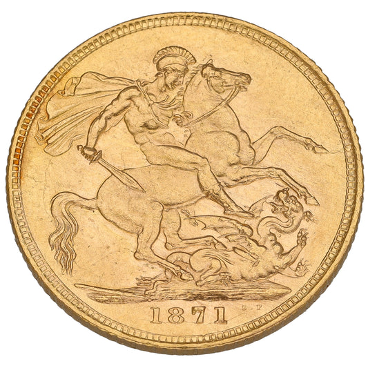 22ct Gold Queen Victoria Full Sovereign Coin 1871