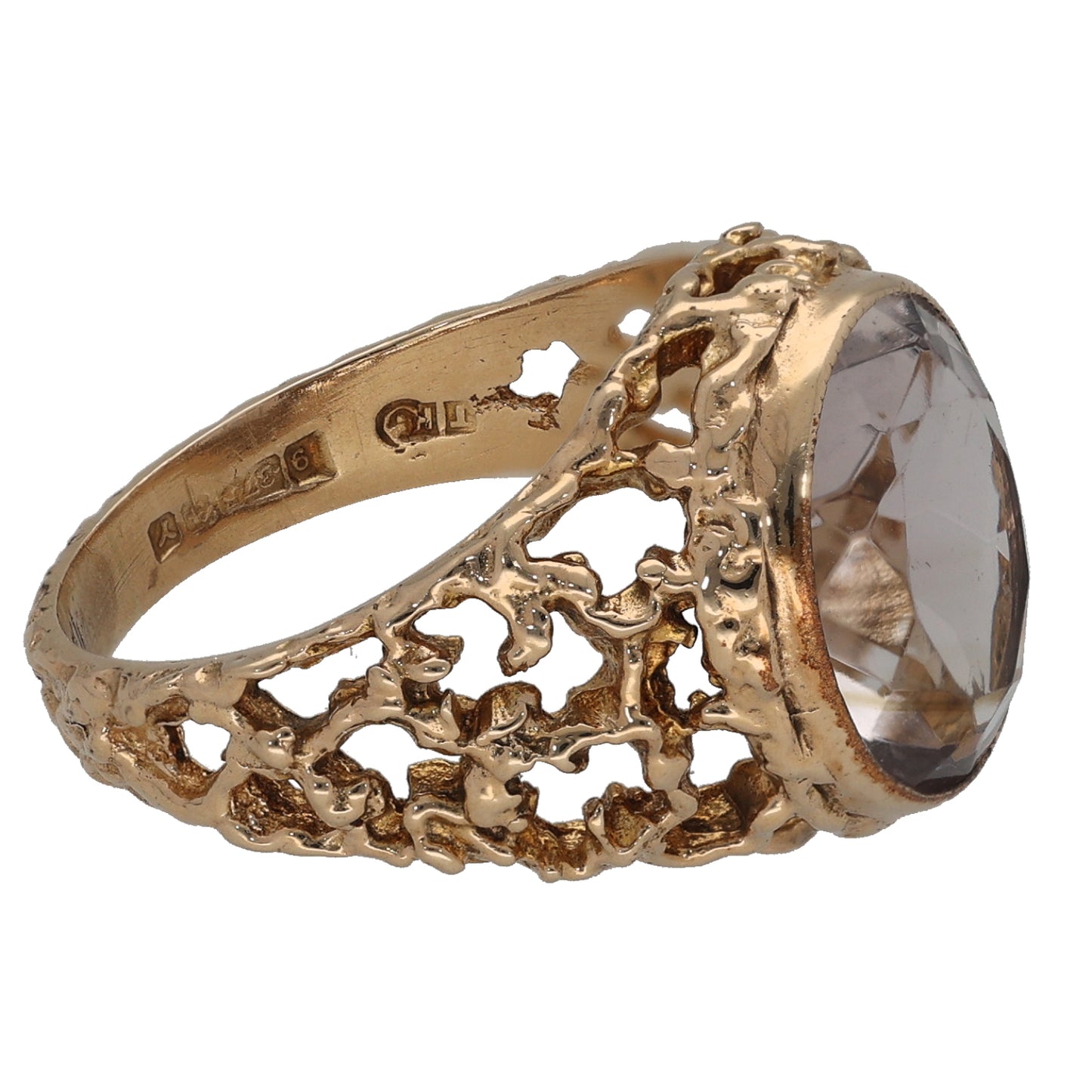 9ct Gold Amethyst Single Stone Ring Size L