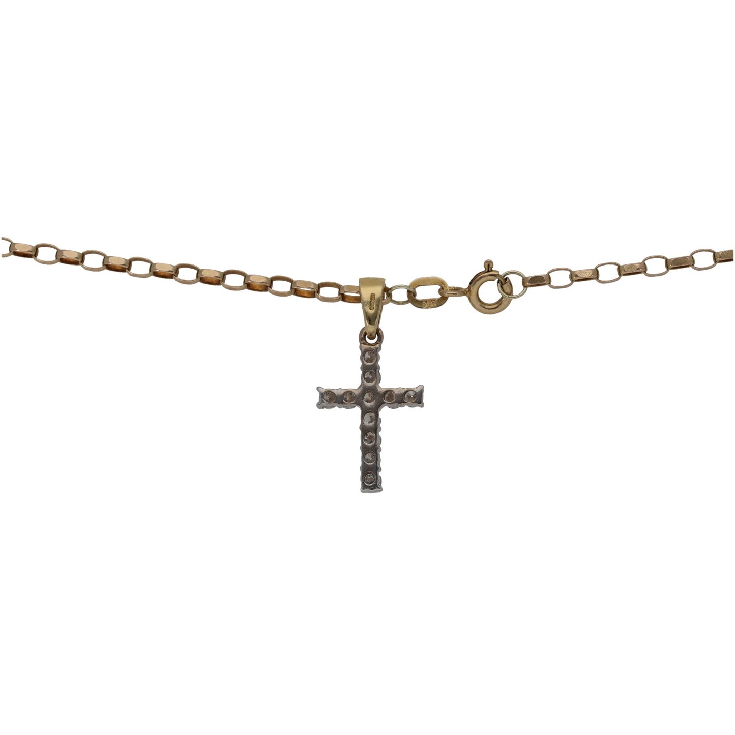 9ct Gold 0.44ct Diamond Cross Pendant With Chain
