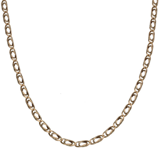 Gold curb-link chain necklace, 18-inch length, oval links