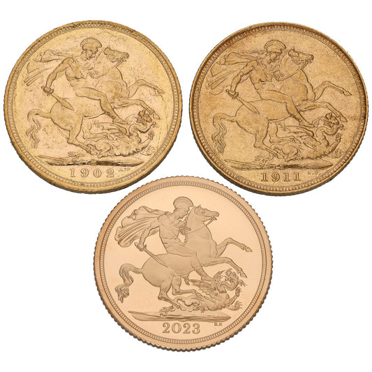 22ct Gold Three Kings Sovereign Coin Set