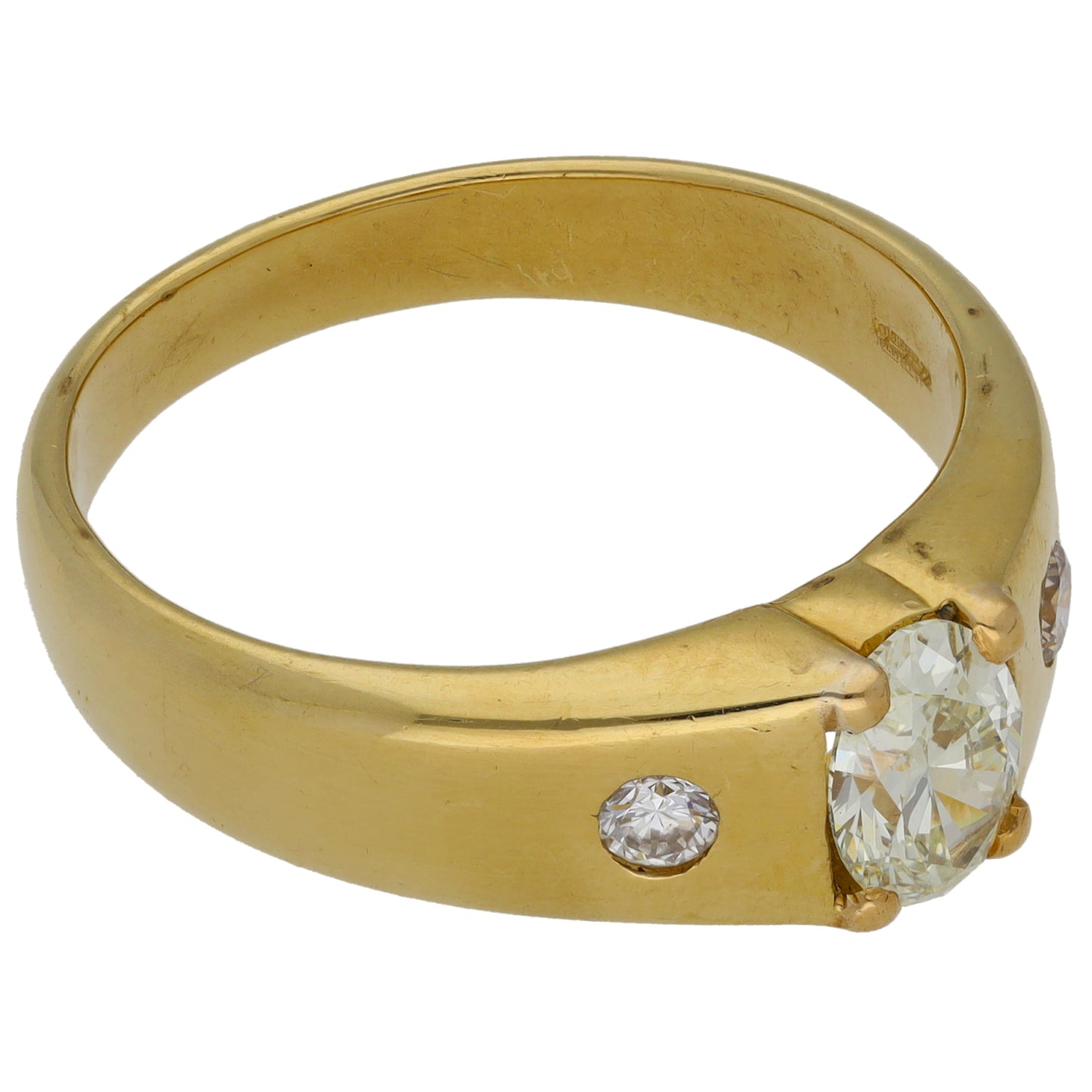 14ct Gold 0.95ct Diamond Three Stone Ring Size Y